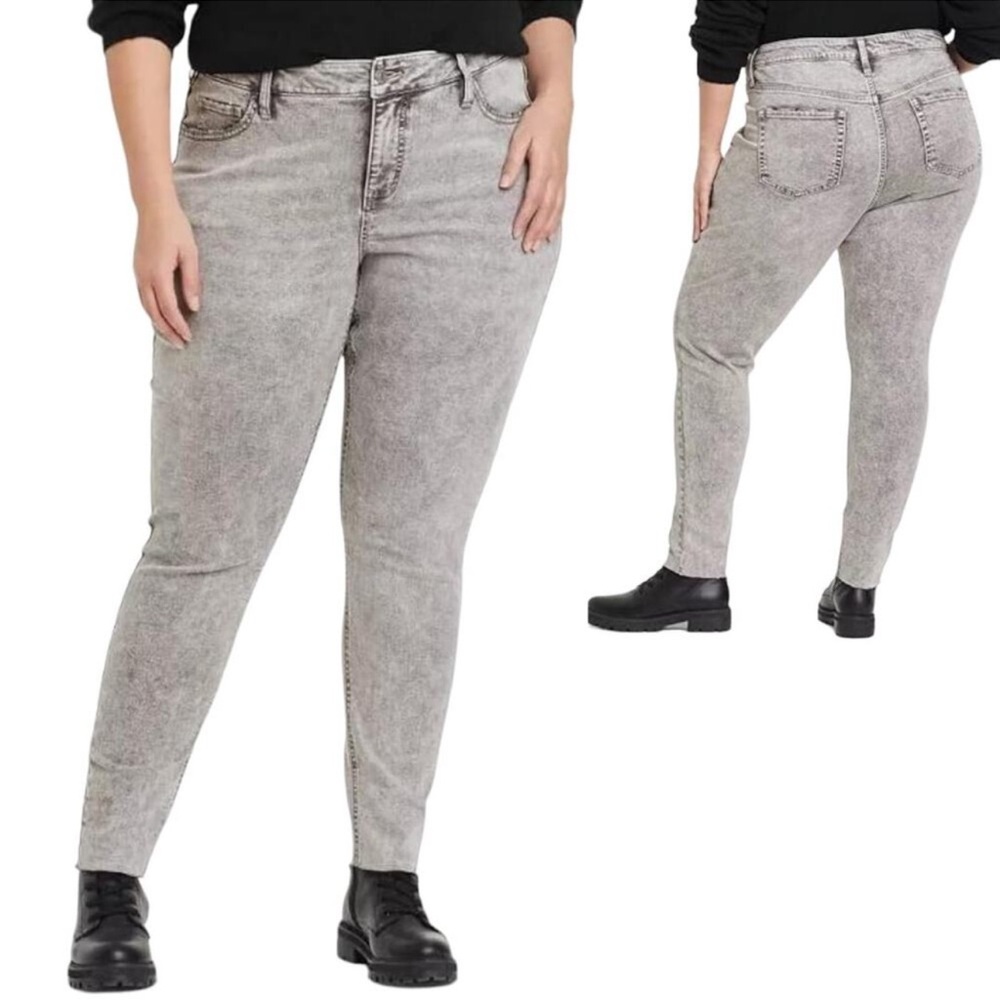 Ava & Viv High-Rise Ankle Skinny Jeans Gray 18W NWT